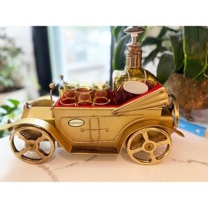 Vintage Gold Cadillac Barware Set | Decanter & Amber Shot Glasses  Music Box